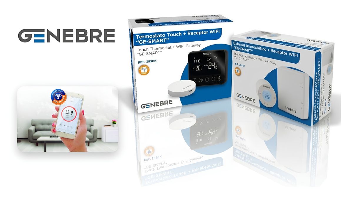 Kit termostato Touch y receptor Wi-Fi GE-SMART de Genebre 3930K