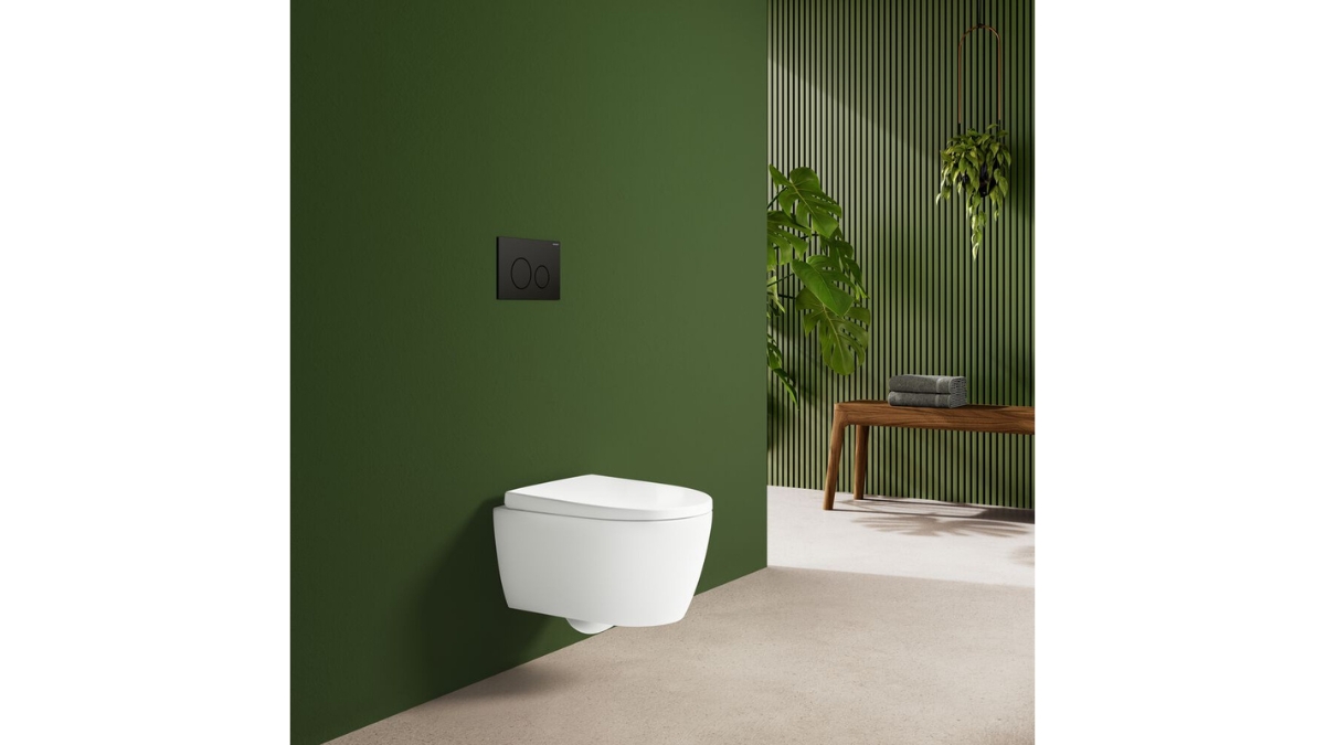 Inodoro suspendido con cisterna empotrada Geberit baño moderno