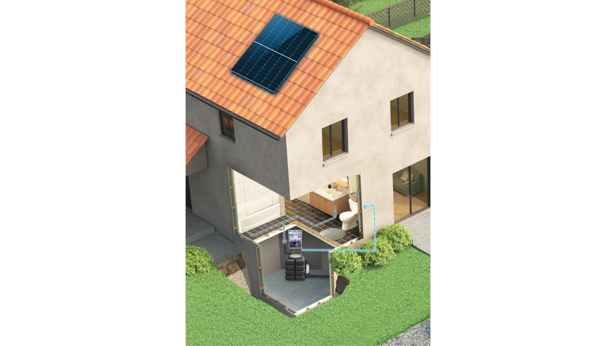 Sistema de reutilización de aguas grises Rewatec vivienda unifamiliar