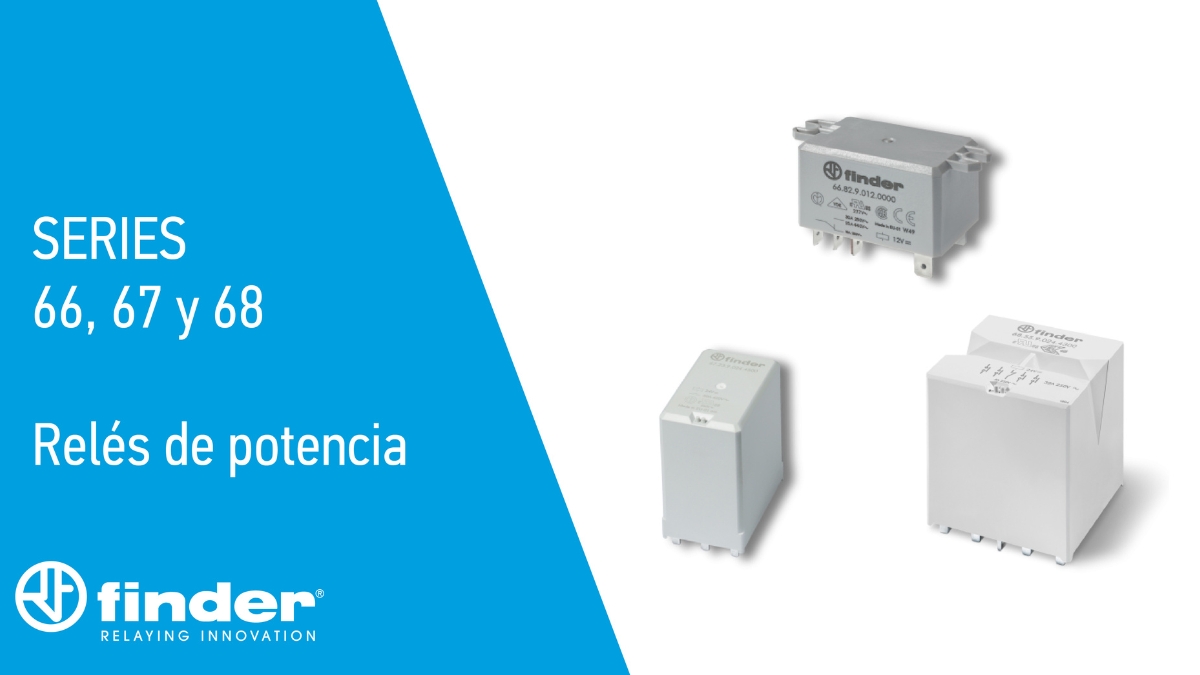 Relés de potencia Finder series 66 67 68 HVAC industrial renovables