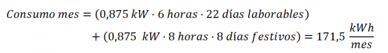 Cálculos del consumo aire acondicionado