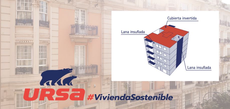 Rehabilitación con lana insuflada en fachada, patios y cubierta invertida