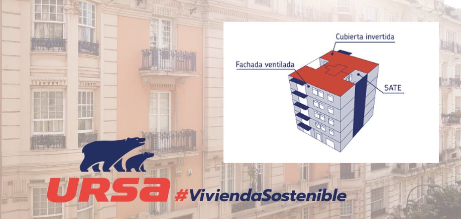 Rehabilitación con fachada ventilada, SATE en patios y cubierta invertida  