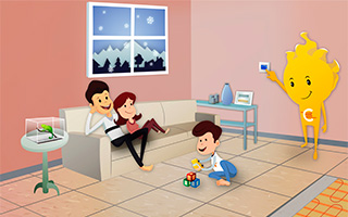 Ventajas del suelo radiante ceilhit - ilustración de una familia