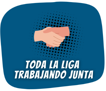 viñeta toda liga trabajando junta
