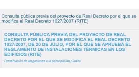 A consulta pública la modificación del Reglamento de Instalaciones Térmicas en los Edificios (RITE)