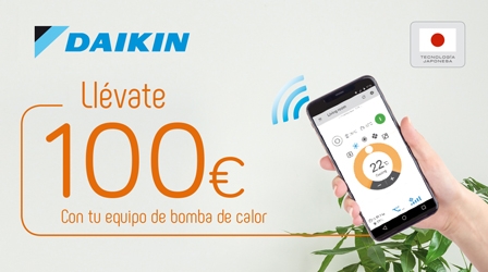 Daikin ofrece 100€ al adquirir un equipo de climatización con bomba de calor