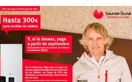 Nueva promoción de calderas de Saunier Duval: Hasta 300 euros de regalo y pago a partir de septiembre