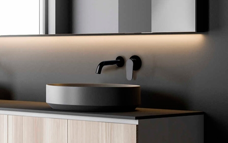 Grifo monomando de lavabo empotrado negro mate de la colección Alexia de Ramon Soler®