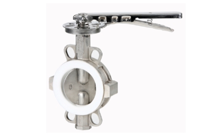 Válvula de mariposa tipo Wafer en acero inoxidable y PTFE de Genebre para control de fluidos exigentes